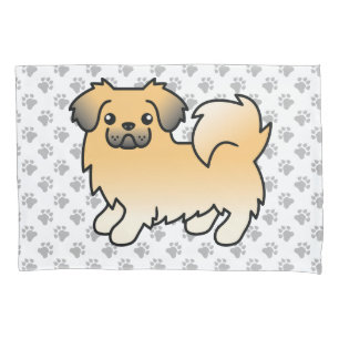 Reh-Sable Tibet-Spaniel Süßer Cartoon-Hund & Pfote Kissenbezug