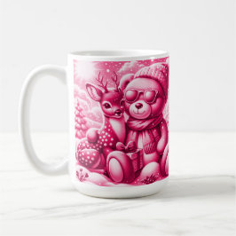 Reh und Bärchen Weihnachten Christmas Magenta Kaffeetasse