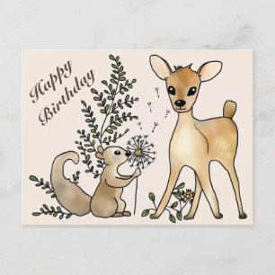 Reh und Eichhörnchen Postkarte