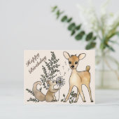 Reh und Eichhörnchen Postkarte (Stehend Vorderseite)