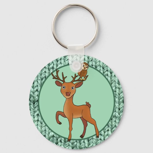 Reh und Eule Schlüsselanhänger (Vorderseite)