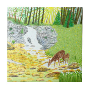 Reh und Hirschkalb Fliese