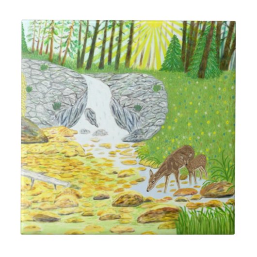 Reh und Hirschkalb Fliese (Vorderseite)
