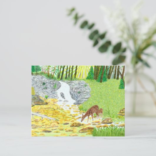 Reh und Hirschkalb Postkarte (Stehend Vorderseite)