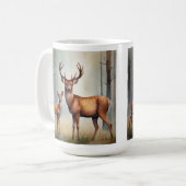 Reh und Kitz in Waldlicht Landschaft Kaffeetasse (Vorderseite Links)