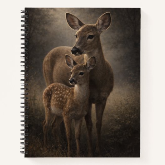 Reh und Kitz | Wildtier Kunst | Notizbuch (Vorderseite)