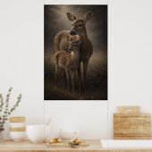 Reh und Kitz | Wildtierkunst | Poster (Küche)