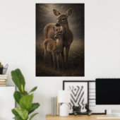 Reh und Kitz | Wildtierkunst | Poster (Heimbüro)
