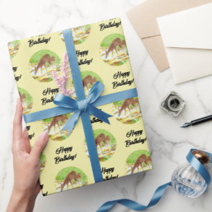 Reh und Rehkitagelb Geschenkpapier