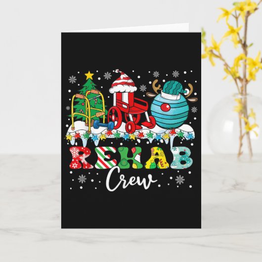 Rehab-Crew Rollstuhl-Weihnachtsmann-Rentier-Rehab- Karte (Gelbe Blume)