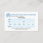 Rehabilitationsgeschäft | Ernennung Visitenkarte (Rückseite)