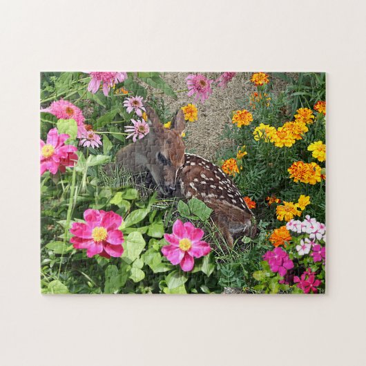 RehBaby-Rast unter Blume im Wald Puzzle (Horizontal)