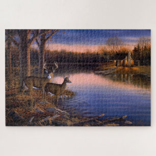Rehbock und Reh am Ferienhaus am See Puzzle
