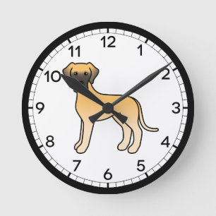 Rehbrauner Dogge Cartoon-Illustrationsdesign Runde Wanduhr