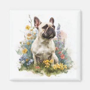Rehbrauner Französische Bulldogge Wasserfarbenkuns Magnet