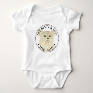 Rehbrauner Langhaar Chihuahua-Hund Große Schwester Baby Strampler