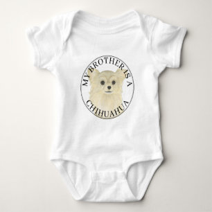 Rehbrauner Langhaar Chihuahua Hund großer Bruder Baby Strampler
