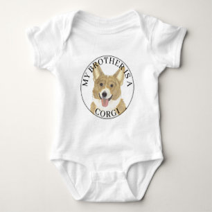 Rehbrauner Tan Weißer Corgi Hund Großer Bruder Baby Strampler