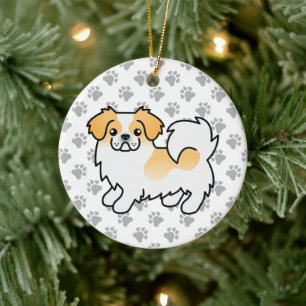 Rehbrauner Tibet-Spaniel im Cartoon-Stil Keramik Ornament