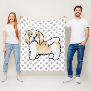 Rehbrauner und weißer Havanese süßer Cartoon-Hund Fleecedecke