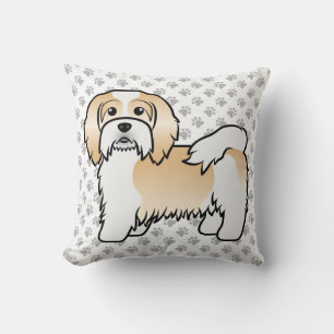 Rehbrauner und weißer Havanese Süßer Cartoon-Hund  Kissen