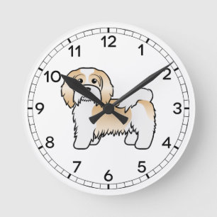 Rehbrauner und weißer Havanese süßer Cartoon-Hund Runde Wanduhr