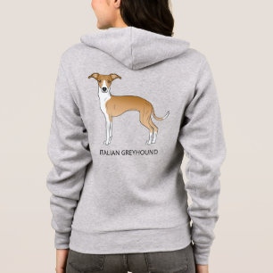 Rehbrauner und weißer Italienischer Windhund mit i Hoodie