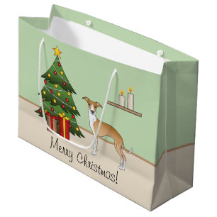 Rehbrauner und Weißer Italienischer Windhund & Wei Große Geschenktüte