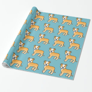 Rehbrauner und weißer Staffordshire Bull Terrier H Geschenkpapier