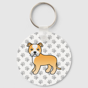 Rehbrauner und weißer Staffordshire Bull Terrier H Schlüsselanhänger