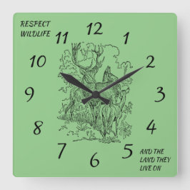 Rehe & Buck respektieren Wildtiere und Natur Quadratische Wanduhr