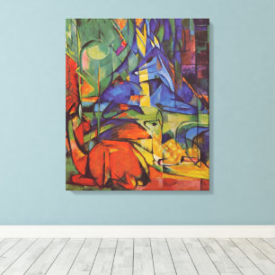 Rehe im Wald II von Franz Marc, Vintage Art Leinwanddruck