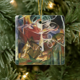 Rehe im Wald von Franz Marc, Vintage Fine Art Keramikornament