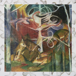 Rehe im Wald von Franz Marc, Vintage Fine Art Puzzle