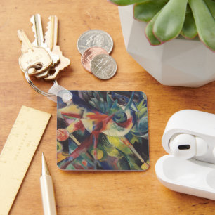 Rehe in einem Blumengarten von Franz Marc, Vintage Schlüsselanhänger