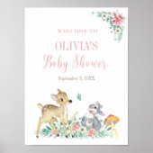 Rehe und Freunde begrüßen Babydusche Poster (Vorne)
