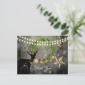 Rehe, Urlaubskranz, Lichter und Sterne Vielen Dank Postkarte (Stehend Vorderseite)