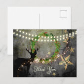 Rehe, Urlaubskranz, Lichter und Sterne Vielen Dank Postkarte (Vorne/Hinten)