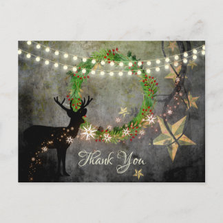 Rehe, Urlaubskranz, Lichter und Sterne Vielen Dank Postkarte