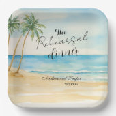 Rehearsal Dinner Beach and Palm Trees Wedding Pappteller (Vorderseite)