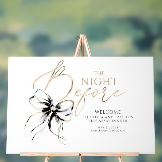 Rehearsal Dinner Black Bow Welcome Acrylschild (Neutral)