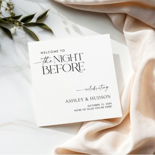 Rehearsal Dinner Napkin The Night Before Napkins Serviette