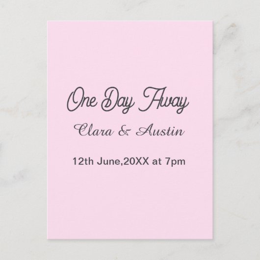 Rehearsal dinner One day away night before name da Postkarte (Vorderseite)