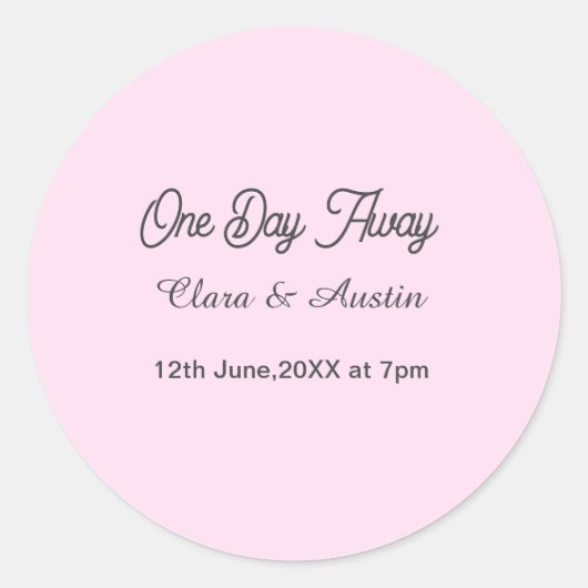 Rehearsal dinner One day away night before name da Runder Aufkleber (Vorderseite)