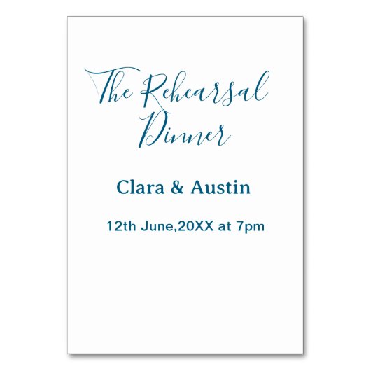 Rehearsal dinner the night before simple minimal m tischnummer (Vorderseite)