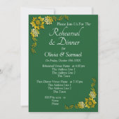 Rehearsal Invitation Card Emerald Green & Gold Einladung (Vorderseite)