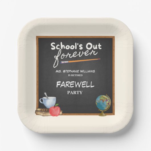 Reheld Teacher Chalkboard Farewell Party Pappteller (Vorderseite)