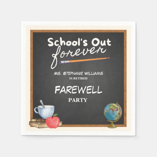 Reheld Teacher Chalkboard Farewell Party Serviette (Vorderseite)