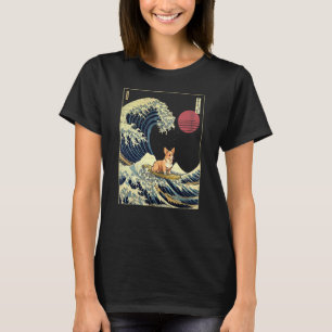 Rehfarben Corgi Japanische Kanagawa Welle Surfer H T-Shirt