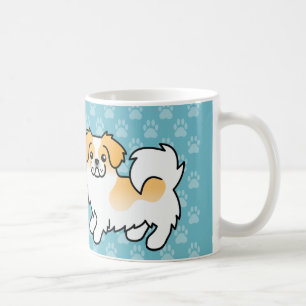 Rehfarben gescheckter Tibet-Spaniel Cartoon-Hund Kaffeetasse
